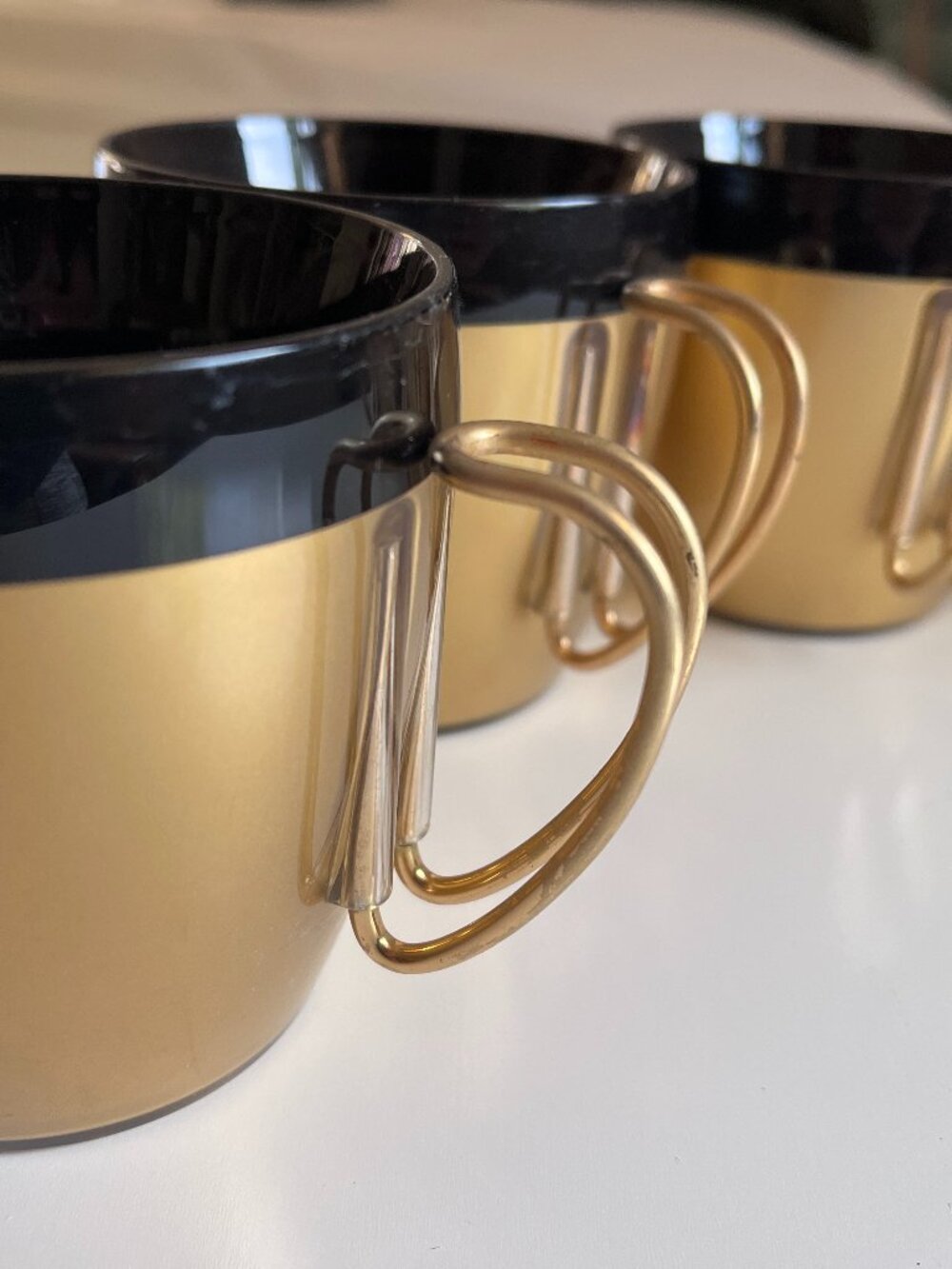 5 Vintage NFC 1960S Mid-century West Bend Thermo-Serve Gold coffee mugs